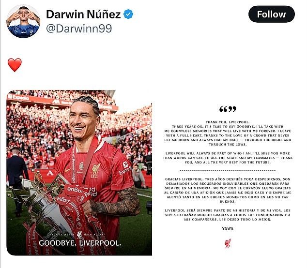 Một ngày sau khi tới Ả rập, Nunez ghi bàn ra mắt CLB mới và nói lời tri ân Liverpool - Ảnh 2.